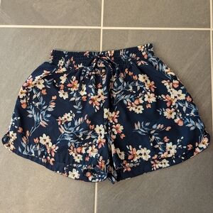 Floral Navy High Waist Shorts
